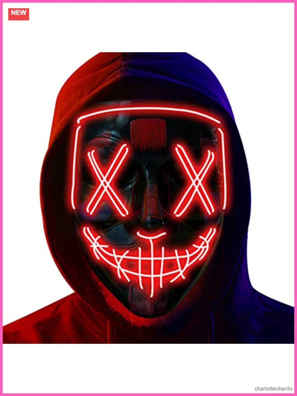 LED Light Up Halloween Mask PVC Cosplay Costume Party Masquerade
